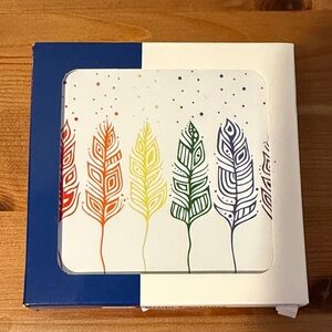NIB Pride Feather Coasters - Pack of 4